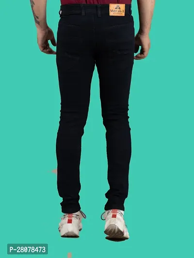 Stylish Black Denim Solid Mid-Rise Jeans For Men-thumb2