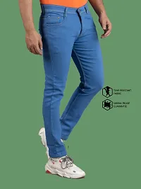 Stylish Blue Denim Solid Mid-Rise Jeans For Men-thumb2