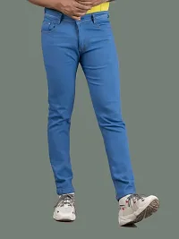 Stylish Blue Denim Solid Mid-Rise Jeans For Men-thumb3