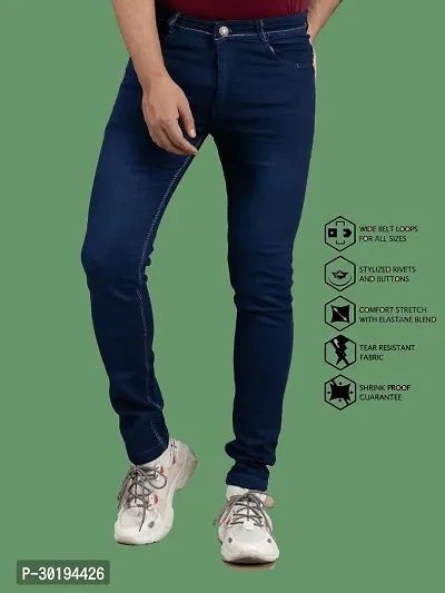 Stylish Blue Denim Faded Mid-Rise Jeans For Men-thumb4