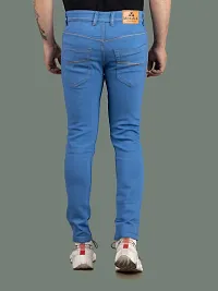 Stylish Blue Denim Solid Mid-Rise Jeans For Men-thumb1