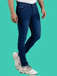 Stylish Blue Denim Solid Mid-Rise Jeans For Men-thumb2