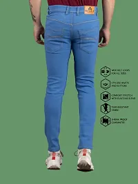 Stylish Blue Denim Solid Mid-Rise Jeans For Men-thumb1