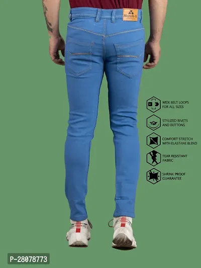 Stylish Blue Denim Solid Mid-Rise Jeans For Men-thumb2