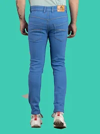 Stylish Blue Denim Solid Mid-Rise Jeans For Men-thumb1