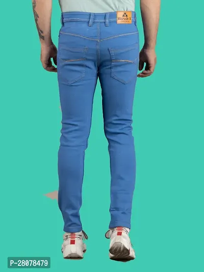 Stylish Blue Denim Solid Mid-Rise Jeans For Men-thumb2