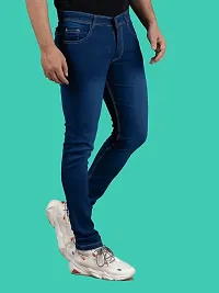 Stylish Blue Denim Solid Mid-Rise Jeans For Men-thumb2