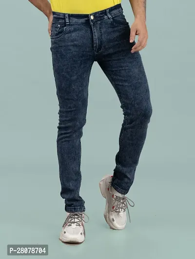 Stylish Grey Denim Solid Mid-Rise Jeans For Men-thumb4