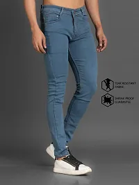 Stylish Grey Denim Solid Mid-Rise Jeans For Men-thumb2