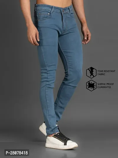 Stylish Grey Denim Solid Mid-Rise Jeans For Men-thumb3