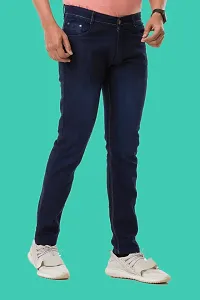 Stylish Blue Denim Solid Mid-Rise Jeans For Men-thumb2