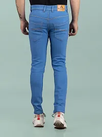 Stylish Blue Denim Solid Mid-Rise Jeans For Men-thumb1