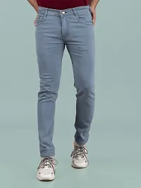 Stylish Blue Denim Solid Mid-Rise Jeans For Men-thumb2