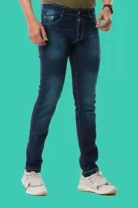 Stylish Blue Denim Faded Mid-Rise Jeans For Men-thumb1