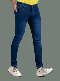 Stylish Blue Denim Solid Mid-Rise Jeans For Men-thumb2