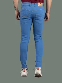 Stylish Blue Denim Solid Mid-Rise Jeans For Men-thumb1