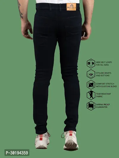 Stylish Black Denim Solid Mid-Rise Jeans For Men-thumb2