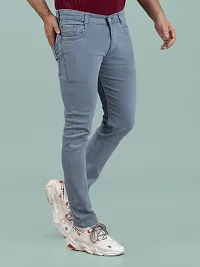 Stylish Blue Denim Solid Mid-Rise Jeans For Men-thumb1