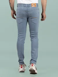 Stylish Blue Denim Solid Mid-Rise Jeans For Men-thumb1