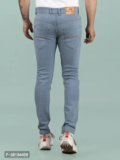 Stylish Blue Denim Solid Mid-Rise Jeans For Men-thumb2