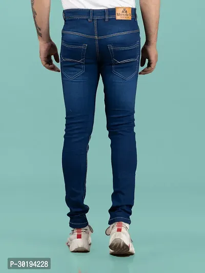 Stylish Blue Denim Faded Mid-Rise Jeans For Men-thumb2