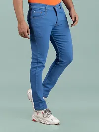 Stylish Blue Denim Solid Mid-Rise Jeans For Men-thumb2