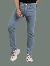 Stylish Grey Denim Solid Mid-Rise Jeans For Men-thumb3