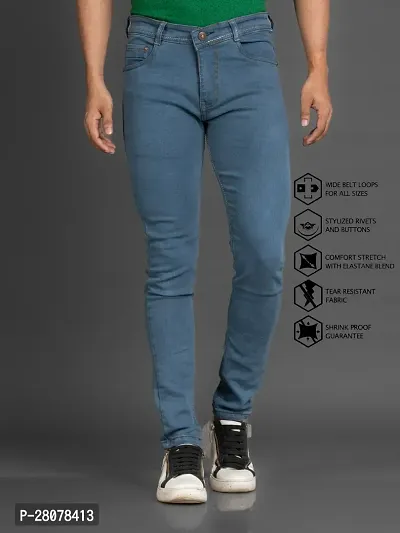 Stylish Grey Denim Solid Mid-Rise Jeans For Men-thumb0