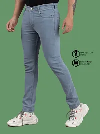 Stylish Blue Denim Solid Mid-Rise Jeans For Men-thumb3