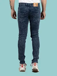 Stylish Blue Denim Solid Mid-Rise Jeans For Men-thumb1