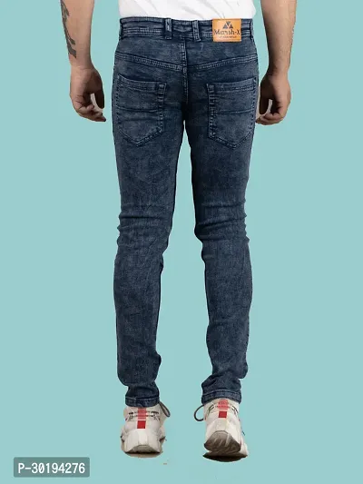 Stylish Blue Denim Solid Mid-Rise Jeans For Men-thumb2