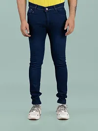 Stylish Blue Denim Solid Mid-Rise Jeans For Men-thumb2