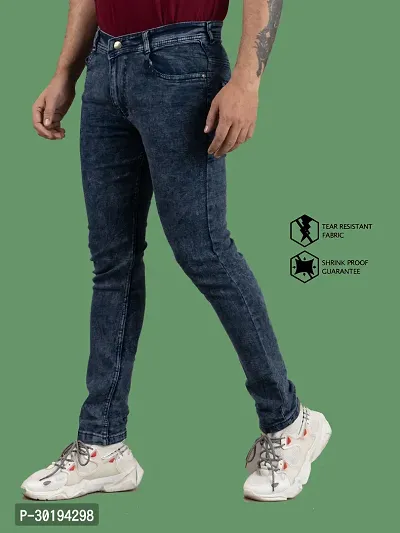 Stylish Blue Denim Solid Mid-Rise Jeans For Men-thumb0