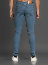 Stylish Grey Denim Solid Mid-Rise Jeans For Men-thumb1