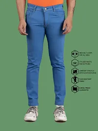 Stylish Blue Denim Solid Mid-Rise Jeans For Men-thumb3