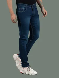 Stylish Blue Denim Faded Mid-Rise Jeans For Men-thumb1