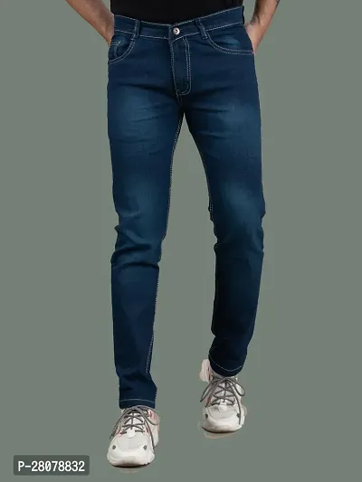 Stylish Green Denim Solid Mid-Rise Jeans For Men-thumb3