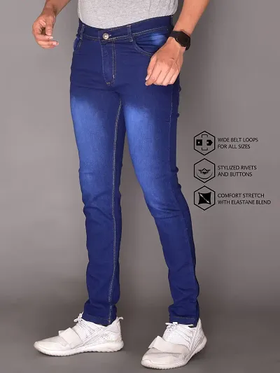 Stylish Denim Solid Mid-Rise Jeans For Men