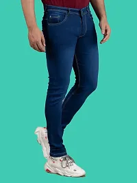 Stylish Blue Denim Solid Mid-Rise Jeans For Men-thumb2