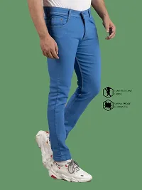 Stylish Blue Denim Solid Mid-Rise Jeans For Men-thumb2