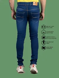 Stylish Blue Denim Solid Mid-Rise Jeans For Men-thumb1