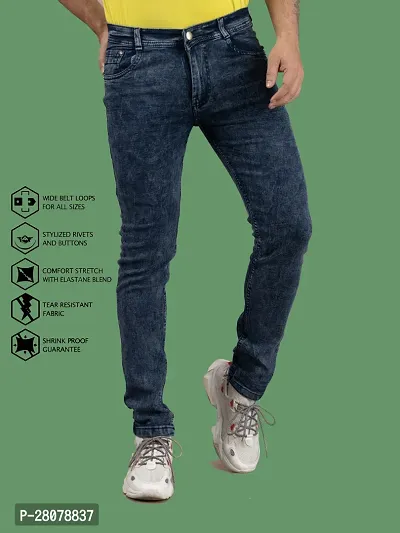 Stylish Grey Denim Solid Mid-Rise Jeans For Men-thumb3