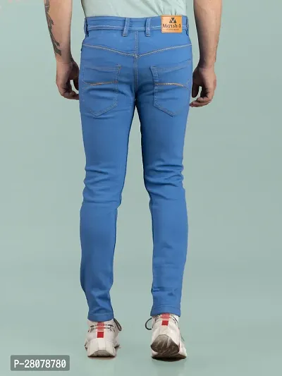 Stylish Blue Denim Solid Mid-Rise Jeans For Men-thumb3