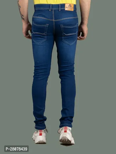 Stylish Blue Denim Solid Mid-Rise Jeans For Men-thumb2