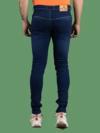 Stylish Blue Denim Solid Mid-Rise Jeans For Men-thumb1