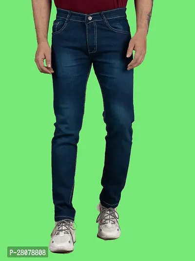 Stylish Green Denim Solid Mid-Rise Jeans For Men-thumb0