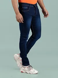 Stylish Blue Denim Solid Mid-Rise Jeans For Men-thumb2