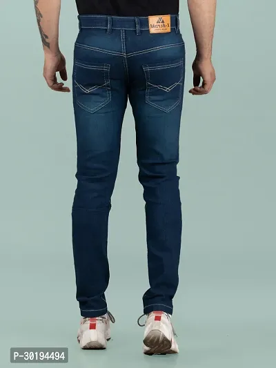 Stylish Blue Denim Faded Mid-Rise Jeans For Men-thumb2