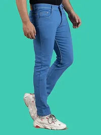 Stylish Blue Denim Solid Mid-Rise Jeans For Men-thumb2