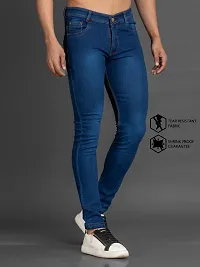 Stylish Blue Denim Solid Mid-Rise Jeans For Men-thumb2